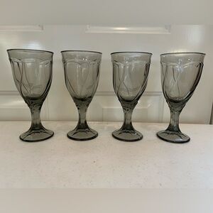 Vintage Noritake Sweet Swirl Smoked Gray Water Glasses - Set of 4